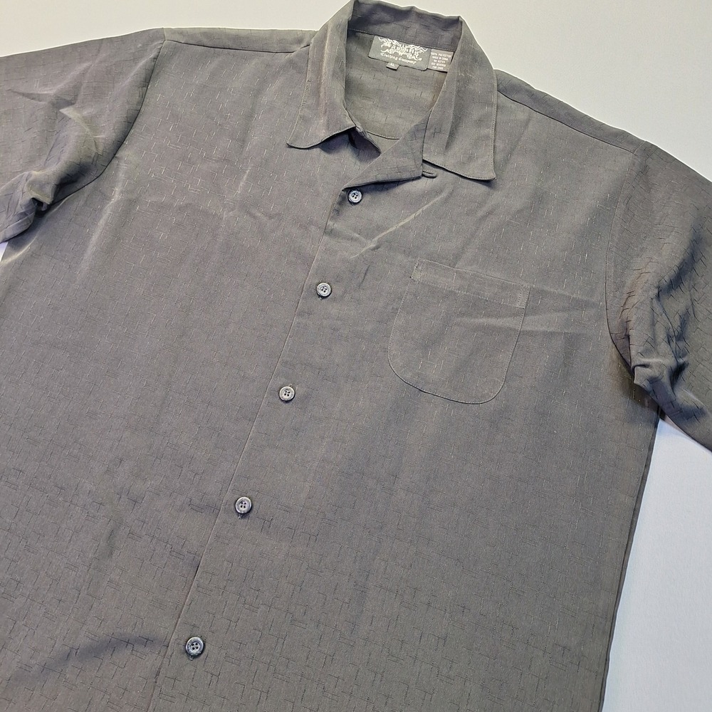 Dragonfly Clothing Company Mens XL Black Textured Short Sleeve Button Down Shirt